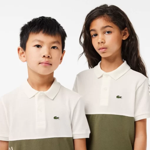 Lacoste Girl Clothing-Kids' Organic Cotton Pique Colourblock Polo Shirt