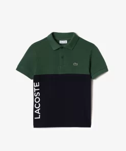 Lacoste Boy Clothing-Kids' Organic Cotton Pique Colourblock Polo Shirt