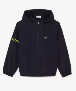 Lacoste Girl Clothing-Kids' Recycled Polyester Zipped Hooded Jacket