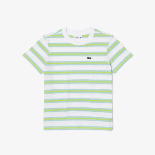 Lacoste Girl Clothing-Kids' Stripe Print Cotton Jersey T-Shirt