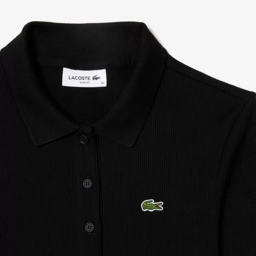 Lacoste Polo Shirts-L.12.D Slim Fit Ribbed Cotton Polo Shirt