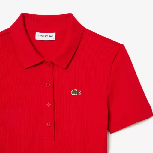 Lacoste Polo Shirts-L.12.D Slim Fit Ribbed Cotton Polo Shirt