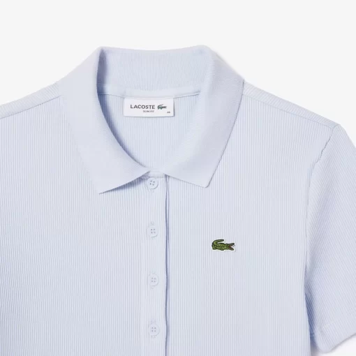 Lacoste Polo Shirts-L.12.D Slim Fit Ribbed Cotton Polo Shirt