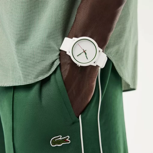 Lacoste Watches-.12.12 3 Hand Silicone Watch With Crocodile