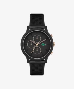 Lacoste Watches-.12.12 Chrono Watch Black And Carnation Gold Silicone