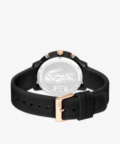 Lacoste Watches-.12.12 Chrono Watch Black And Carnation Gold Silicone