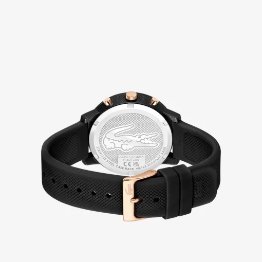 Lacoste Watches-.12.12 Chrono Watch Black And Carnation Gold Silicone