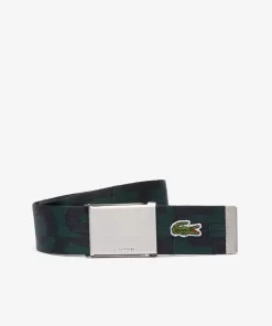 Lacoste Belts- Engraved Buckle Woven Fabric Belt