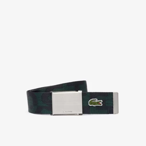 Lacoste Belts- Engraved Buckle Woven Fabric Belt