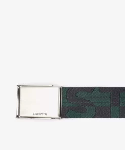 Lacoste Belts- Engraved Buckle Woven Fabric Belt