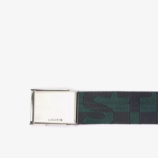 Lacoste Belts- Engraved Buckle Woven Fabric Belt