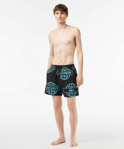 Lacoste Swimwear- Globe Print Swimsuit