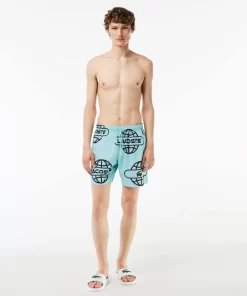 Lacoste Swimwear- Globe Print Swimsuit