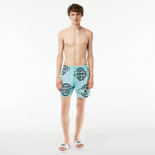 Lacoste Swimwear- Globe Print Swimsuit