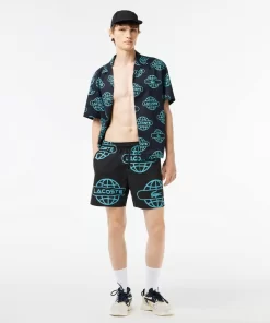 Lacoste Swimwear- Globe Print Swimsuit