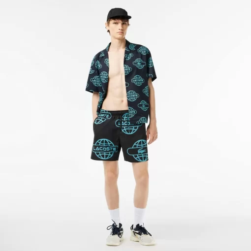 Lacoste Swimwear- Globe Print Swimsuit