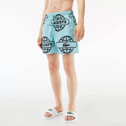 Lacoste Swimwear- Globe Print Swimsuit