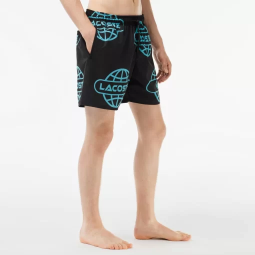 Lacoste Swimwear- Globe Print Swimsuit