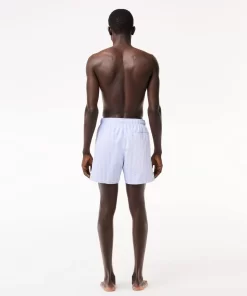 Lacoste Swimwear- Mid Length Monogram Print Swim Trunks