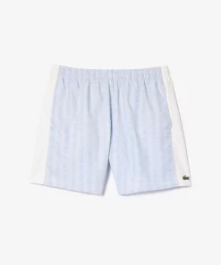 Lacoste Swimwear- Mid Length Monogram Print Swim Trunks