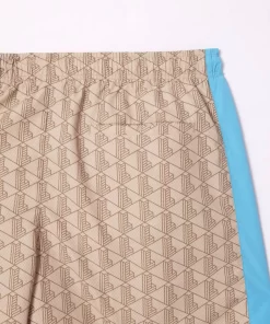 Lacoste Swimwear- Mid Length Monogram Print Swim Trunks