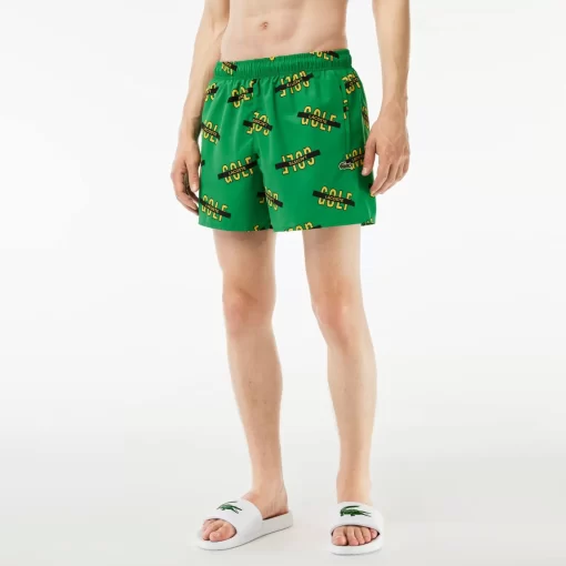 Lacoste Swimwear- Printed Swim Trunks