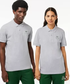 Lacoste Polo Shirts- Signature Print Stretch Pique Polo Shirt