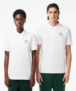 Lacoste Polo Shirts- Signature Print Stretch Pique Polo Shirt