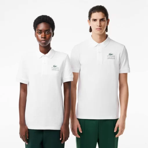 Lacoste Polo Shirts- Signature Print Stretch Pique Polo Shirt