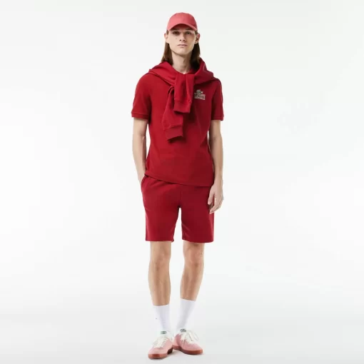 Lacoste Polo Shirts- Signature Print Stretch Pique Polo Shirt