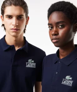 Lacoste Polo Shirts- Signature Print Stretch Pique Polo Shirt