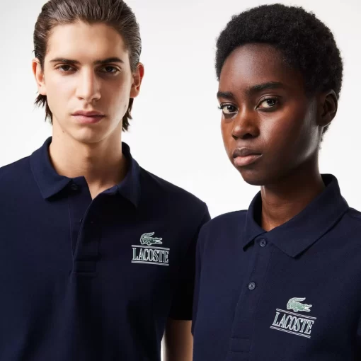 Lacoste Polo Shirts- Signature Print Stretch Pique Polo Shirt