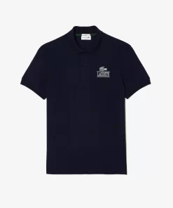 Lacoste Polo Shirts- Signature Print Stretch Pique Polo Shirt