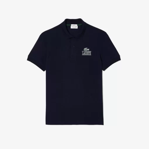 Lacoste Polo Shirts- Signature Print Stretch Pique Polo Shirt