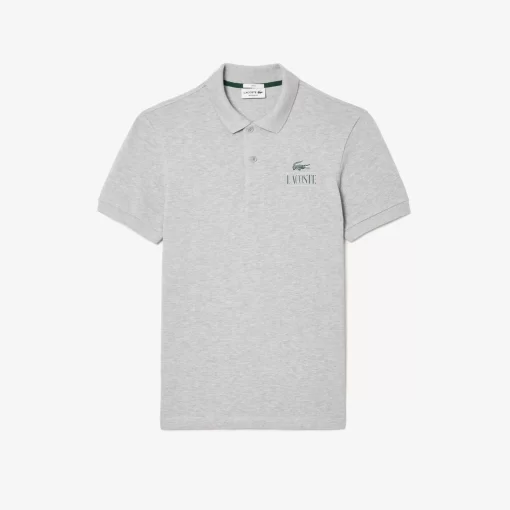 Lacoste Polo Shirts- Signature Print Stretch Pique Polo Shirt