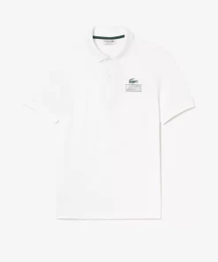 Lacoste Polo Shirts- Signature Print Stretch Pique Polo Shirt