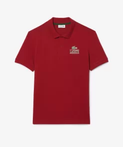 Lacoste Polo Shirts- Signature Print Stretch Pique Polo Shirt