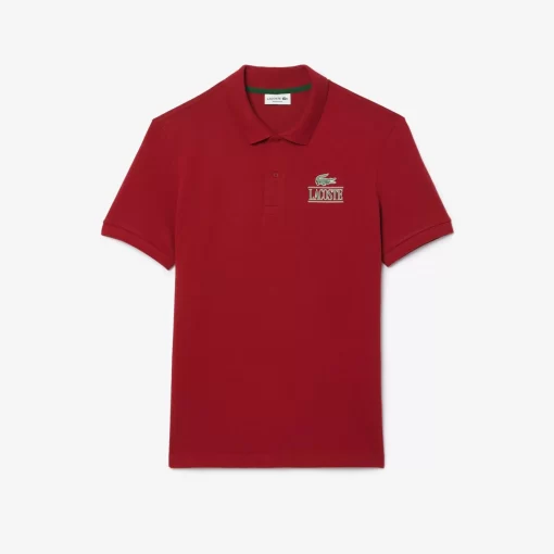 Lacoste Polo Shirts- Signature Print Stretch Pique Polo Shirt