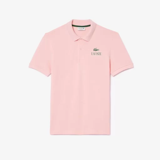 Lacoste Polo Shirts- Signature Print Stretch Pique Polo Shirt