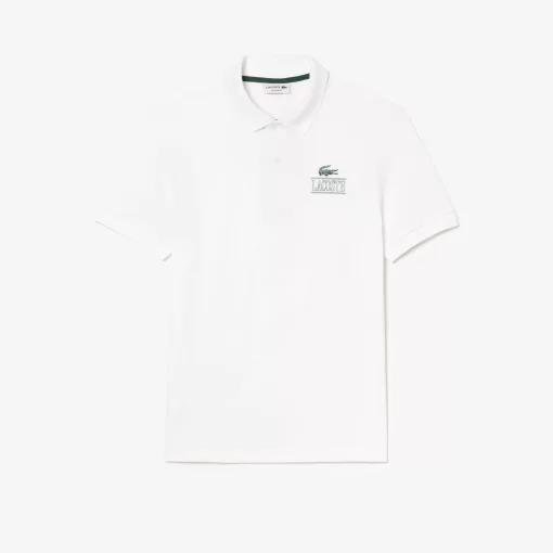 Lacoste Polo Shirts- Signature Print Stretch Pique Polo Shirt