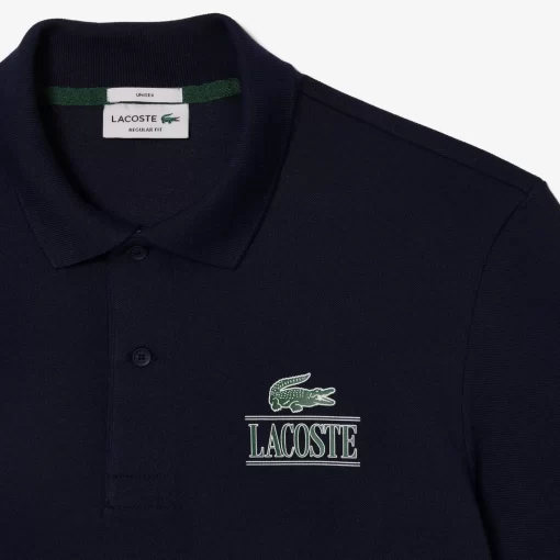 Lacoste Polo Shirts- Signature Print Stretch Pique Polo Shirt