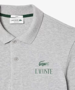 Lacoste Polo Shirts- Signature Print Stretch Pique Polo Shirt