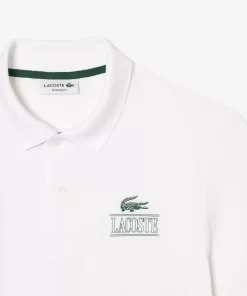 Lacoste Polo Shirts- Signature Print Stretch Pique Polo Shirt