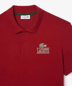 Lacoste Polo Shirts- Signature Print Stretch Pique Polo Shirt