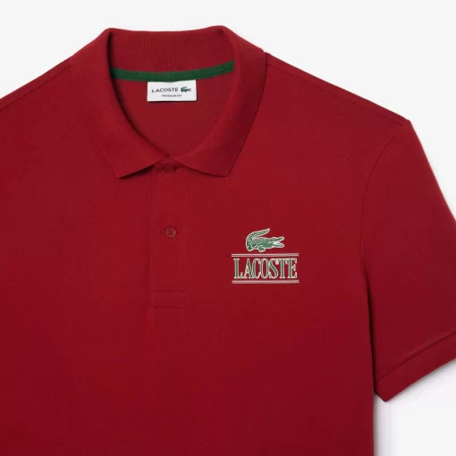 Lacoste Polo Shirts- Signature Print Stretch Pique Polo Shirt