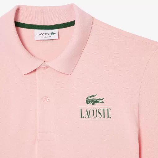 Lacoste Polo Shirts- Signature Print Stretch Pique Polo Shirt