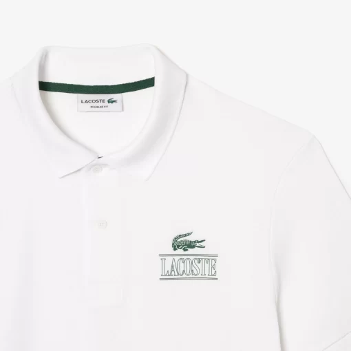 Lacoste Polo Shirts- Signature Print Stretch Pique Polo Shirt