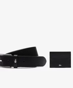 Lacoste Belts-Leather Belt/Card Holder Gift Set