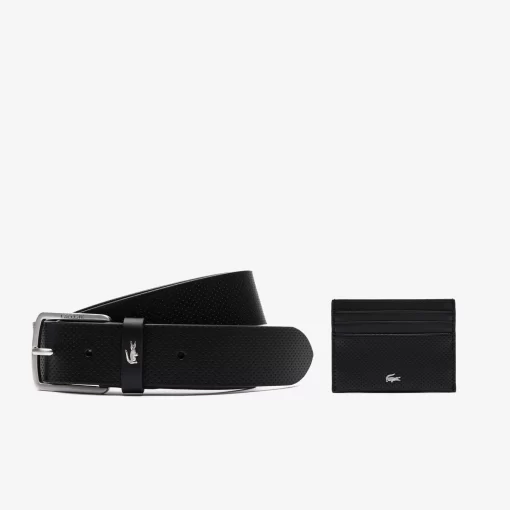 Lacoste Belts-Leather Belt/Card Holder Gift Set