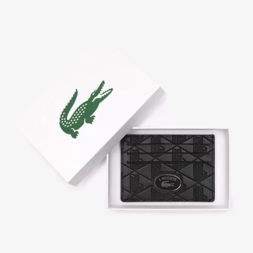 Lacoste Wallets & Small Leather Goods-Leather Monogram Print Card Holder